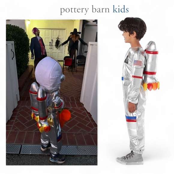 Pottery Barn Kids Other - Pottery Barn Kids Silver Spacesuit Astronaut Costume & HELMET SET